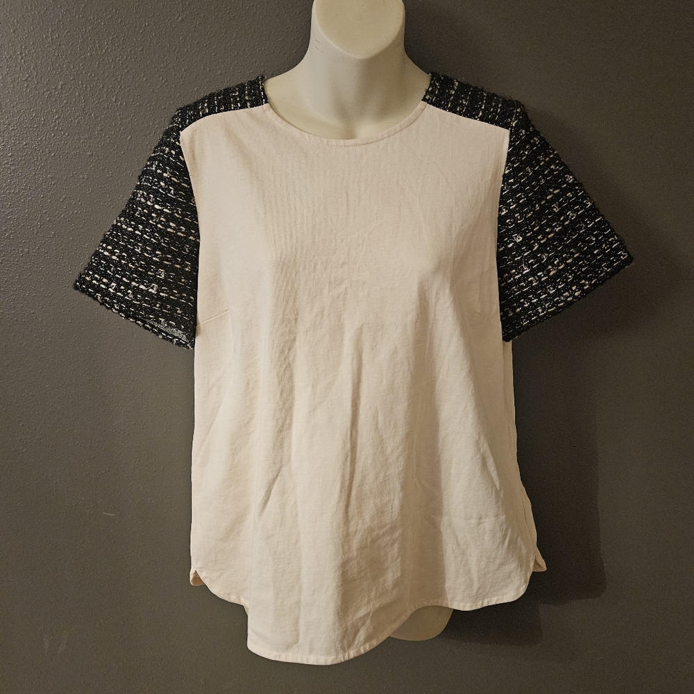 J Crew Tweed Sleeve Top